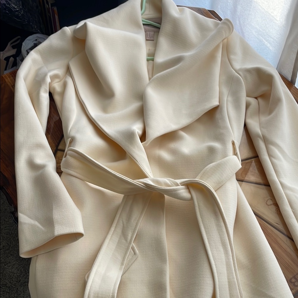 Cream Belted Coat - Picture 2 of 6